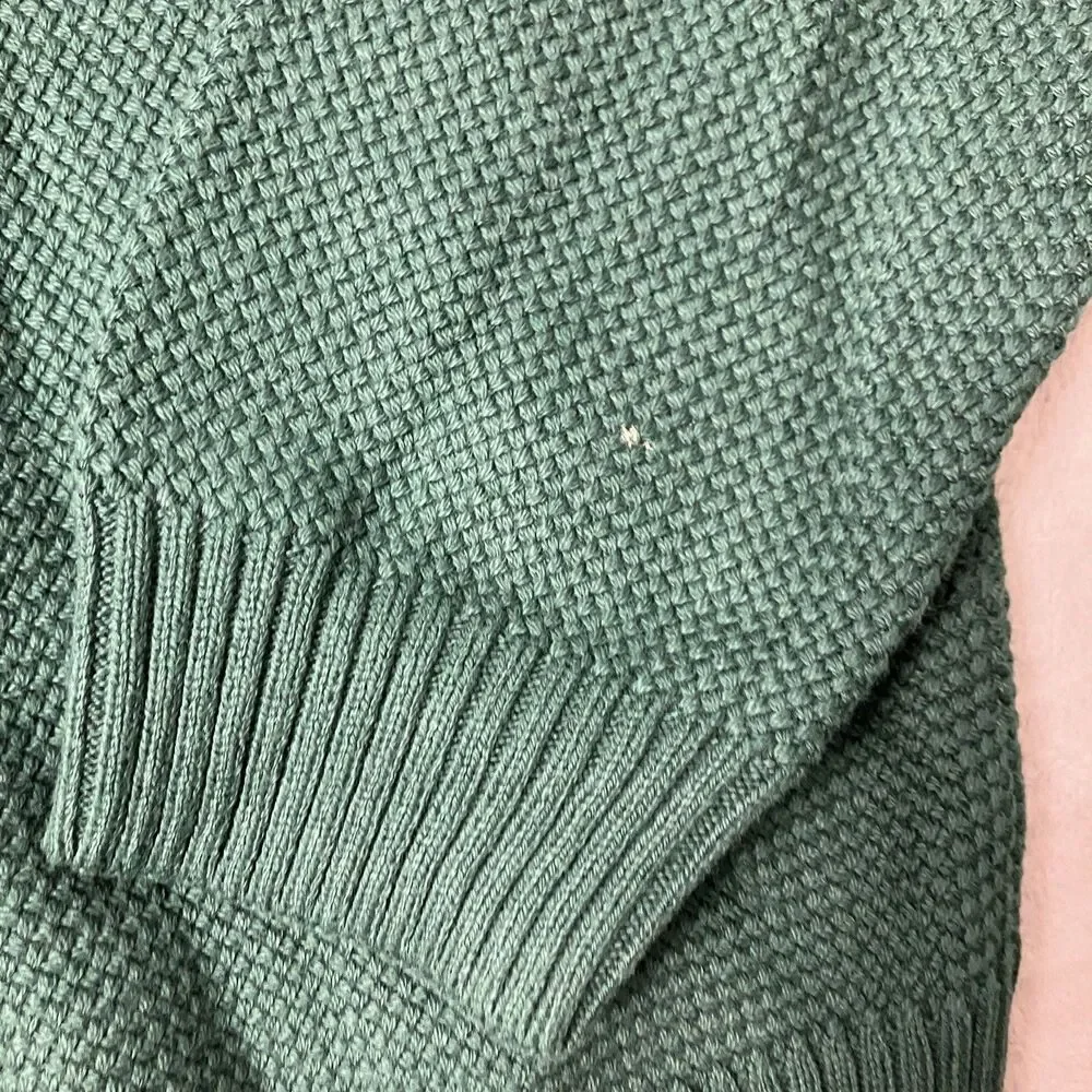 J‎ Crew Mens XXL Green Premium Basket-stitch Cotton Crewneck Sweater